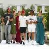 Goran Ivanisevic, Pat Cash et Henri Leconte se sont incrustés lors d'un défilé organisé à l'occasion du BNP Paribas Tennis Classic qui se déroule au très sélect club de Hurlingham de Londres le 19 juin 2013