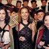 Anna Mouglalis, Carole Bouquet et Michelle Yeoh lors de l'inauguration de la Commanderie du Bontemps du Médoc durant la fête de la fleur en clôture de Vinexpo le 20 juin 2013 à Bordeaux