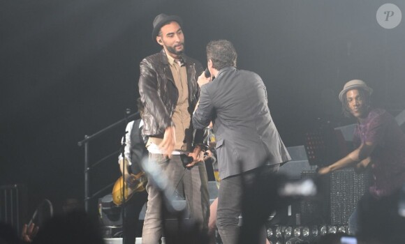 Patrick Bruel et La Fouine à Bercy à Paris le 22 juin 2013.