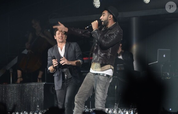 Patrick Bruel et La Fouine à Bercy à Paris le 22 juin 2013.