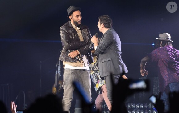 Patrick Bruel et La Fouine à Bercy à Paris le 22 juin 2013.