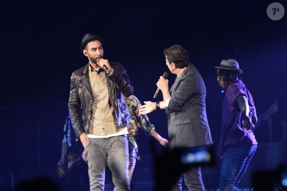 Patrick Bruel et La Fouine à Bercy à Paris le 22 juin 2013.