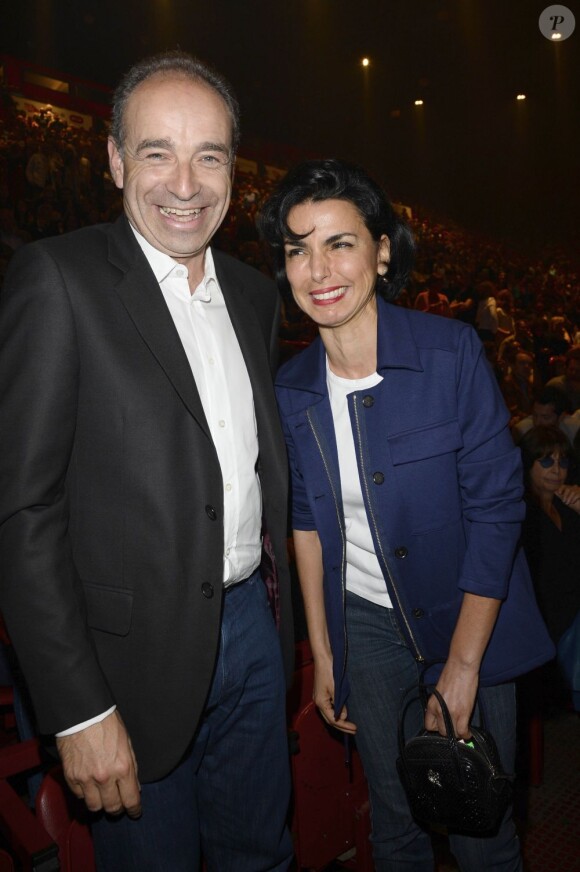 Jean-Francois Copé et Rachida Dati au concert de Patrick Bruel à Bercy à Paris le 22 juin 2013.