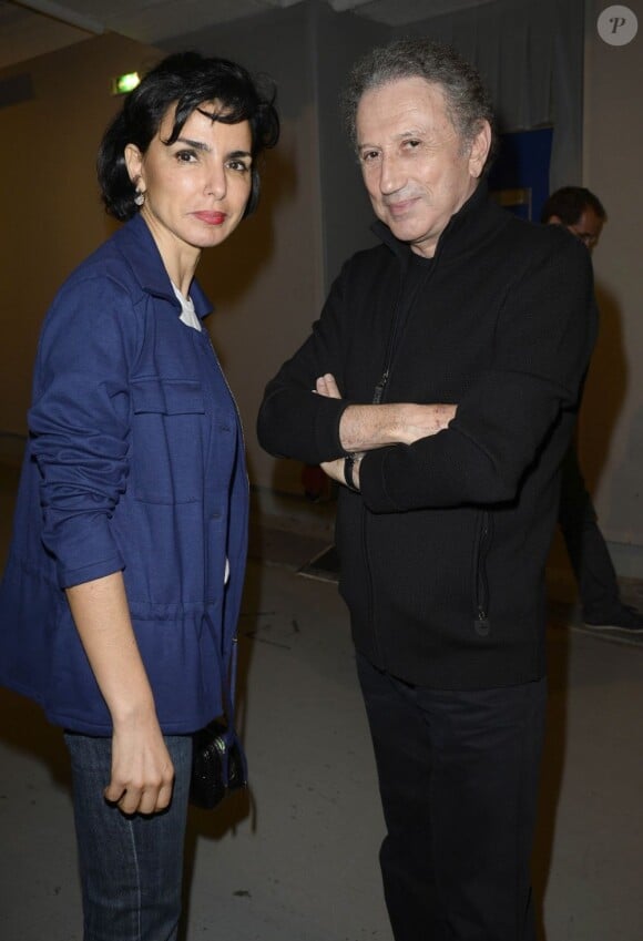 Rachida Dati et Michel Drucker dans les coulisses du concert de Patrick Bruel à Bercy à Paris le 22 juin 2013.