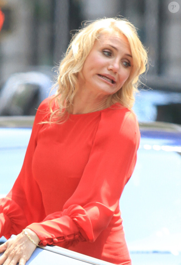 Cameron Diaz pendant le tournage du film The Other Woman à New York, le 25 Juin 2013.