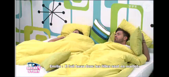 Emilie et Vincent dans Secret Story 7, lundi 1er juillet 2013 sur TF1