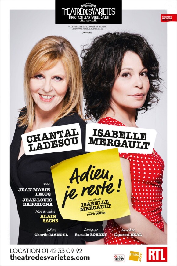 Isabelle Mergault et Chantal Ladesou ont joué dans la pièce Adieu, je reste !, au théâtre des Variétés à Paris.