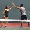 Jesse Metcalfe et sa jolie compagne Cara Santana font du tennis à Los Feliz, le 10 juillet 2013.