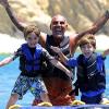 Exclusif - Christian Audigier en vacances avec ses trois enfants Rocco (10 ans), Dylan (8 ans) et Vito (5 ans) à Ibiza le 7 juillet 2013.