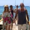 Exclusif - Christian Audigier en vacances avec sa sublime fiancée Nathalie Sorensen et ses trois enfants Rocco Mick Jagger, Dylan, et Vito à Ibiza le 7 juillet 2013.