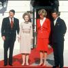 Lady Diana et le Prince Charles reçus par Ronald Reagan et sa femme Nancy le 9 novembre 1985 à Washington.
