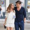 Olivia Palermo et son amoureux Johannes Huebl se promènent à Brooklyn le 15 juillet 2013 lors d'une sortie à deux