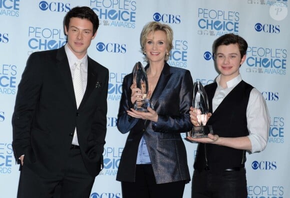Cory Monteith, Jane Lynch et Chris Colfer aux People's Choice Awards à Los Angeles, le 5 janiver 2011. 