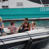 Nicole Richie et ses deux enfants Harlow et Sparrow à leur arrivée à Saint-Tropez, le 22 juillet 2013.