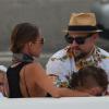 Nicole Richie, Joel Madden et leurs deux enfants Harlow et Sparrow arrivent à Saint-Tropez, le 22 juillet 2013.
