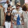 Nicole Richie, Joel Madden et leurs enfants Harlow et Sparrow se promènent dans les rues de Saint-Tropez. Le 22 juillet 2013.