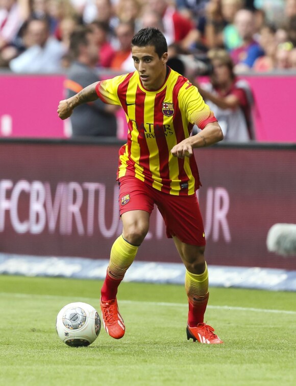 Cristian Tello pendant le match amical Bayern Munich-FC Barcelone, à Munich le 24 juillet 2013.