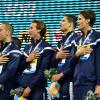 Yannick Agnel, Florent Manaudou, Fabien Gilot et Jérémy Stravius sont devenus champion du monde du relais 4x100m nage libre lors des mondiaux de Barcelone le 28 juillet 2013 au Palau Sant Jordi
