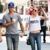 Adam Levine et sa fiancée Behati Prinsloo à New York, le 29 juillet 2013.