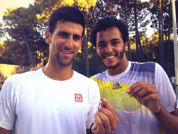 Novak Djokovic et Laurent Lokoli, le 31 juillet à Calvi en Corse