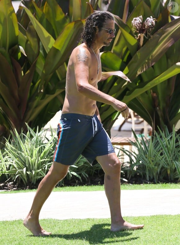 Exclusif - Chris Cornell et sa femme Vicky Karayiannis en vacances à Miami le 31 juillet 2013.