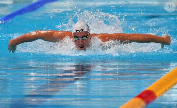 Jérémy Stravius sur le 200 mètres 4 nages lors des championnats du monde de Barcelone, le 31 juillet 2013 au Palau San Jordi