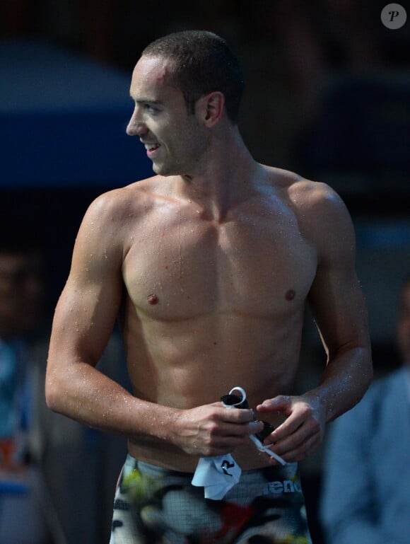 Jérémy Stravius lors du 100 mètres dos lors des championnats du monde de Barcelone, le 31 juillet 2013 au Palau San Jordi