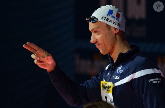 Jérémy Stravius lors des championnats du monde de Barcelone sur 100 mètres dos, le 31 juillet 2013 au Palau San Jordi