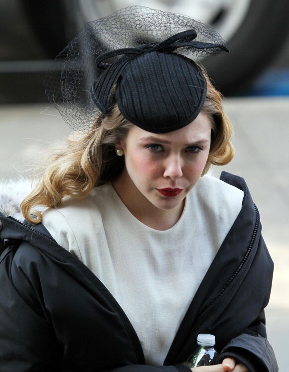 Elizabeth Olsen sur le tournage de Kill Your Darlings à New York, le 26 mars 2012.
