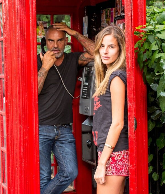 Exclusif - Christian Audigier et sa superbe fiancée Nathalie Sorensen en vacances à Londres, le 5 août 2013.