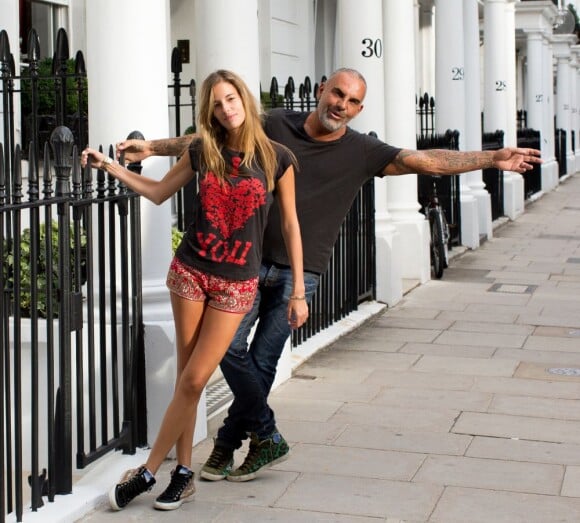 Exclusif - Christian Audigier et sa sublime fiancée Nathalie Sorensen en vacances à Londres, le 5 août 2013.