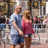 Exclusif - Christian Audigier et sa fiancée Nathalie Sorensen en vacances à Londres, le 5 août 2013.
