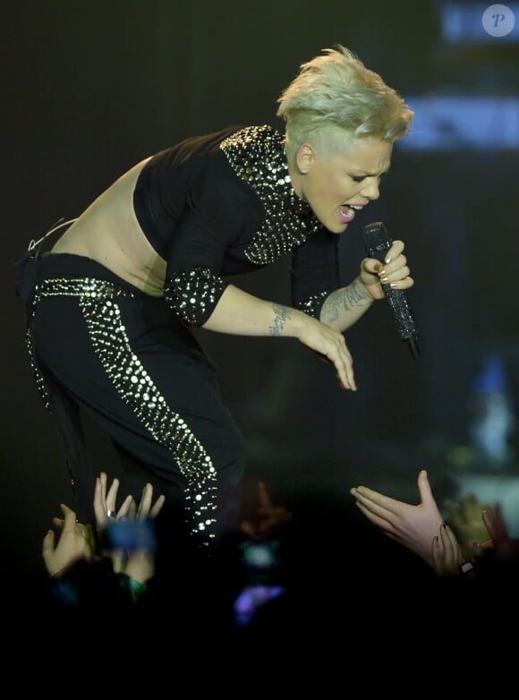 La sympathique Pink sur scène avec le spectacle The Truth About Love Tour à Leipzig, en Allemagne, le 12 mai 2013.