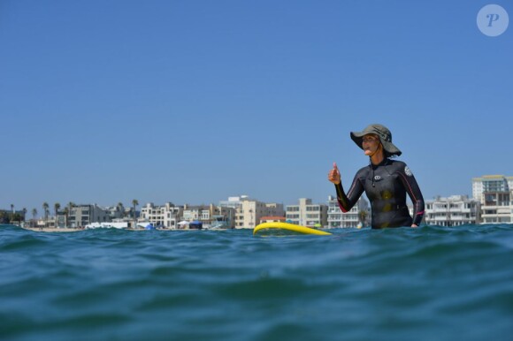 Helen Hunt sur le tournage du film "Ride" à Venice Beach, le 15 août 2013.