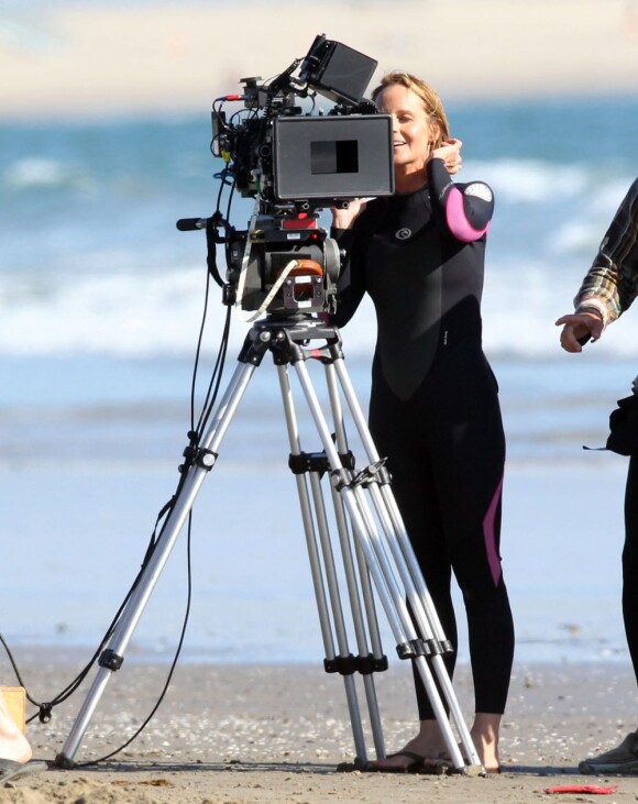Helen Hunt et Luke Wilson sur le tournage du film "Ride" à Venice Beach, Los Angeles, le 8 août 2013.