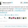 Message de Marion Bartoli sur Twitter annonçant son arrivée sur Eurosport le 18 août 2013.