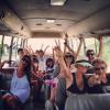 Johnny Hallyday, Laeticia et toute leur tribu sur l'île d'Anguilla le 16 août 2013.