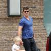 Exclusif - Paula Patton et Robin Thicke à la sortie de leur hôtel avec leur fils Julian à New York, le 26 août 2013.