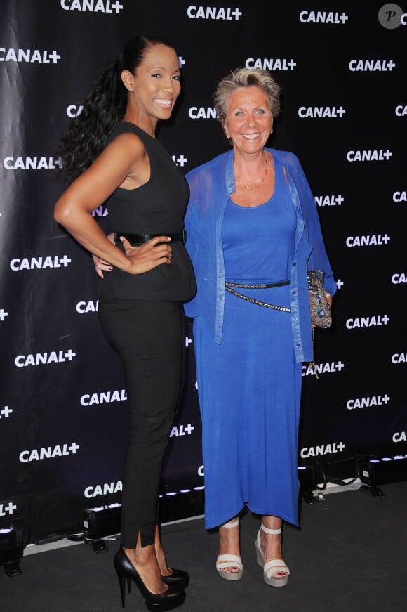Christine Kelly et Françoise Laborde lors de la soirée de rentrée de Canal +, mercredi 28 août à Paris