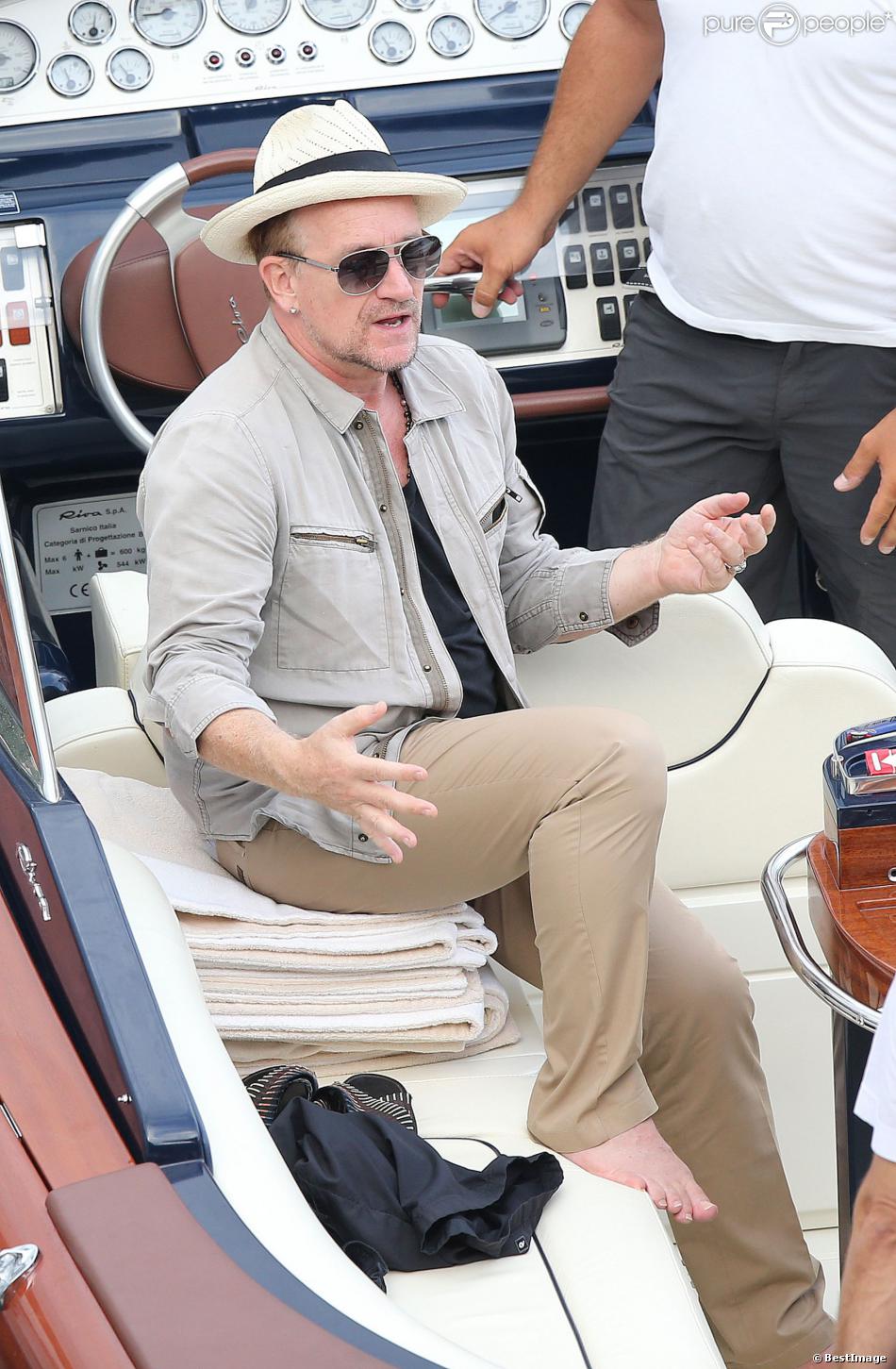 Exclusif - Exclusif - Bono invite George Clooney et Rande Gerber sur la côte d&#039;Azur, à la villa d&#039;Eze, le 19 août 2013.