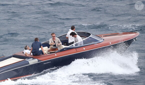 Exclusif - George Clooney et son ami Rande Gerber passent du bon temps en vacances, en balade en mer et détente chez Bono sur la côte d'Azur, à la villa d'Eze, le 19 août 2013.