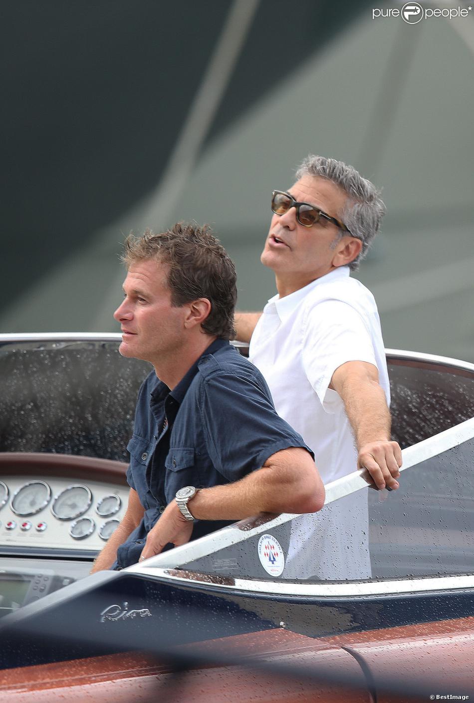 Exclusif - George Clooney et son ami Rande Gerber sur la côte d&#039;Azur, à la villa d&#039;Eze, le 19 août 2013.