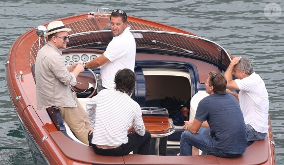 Exclusif - Prix special - George Clooney et son ami Rande Gerber (mari de Cindy Crawford) invites chez Bono sur la cote d'Azur. Hier apres-midi ils sont alles faire un tour de Riva entre hommes. Rande et George, tres bons amis, sont loges dans une dependance de la villa. 19/08/2013  Exclusive for germany call for Price George Clooney and Rande Gerber arrived discreetly yesterday in south of France, invitedin Bono's house. The pair lived a friend's villa in Bono's property. They later went for a boat ride on a riva with bono and another friend from the group.19/08/2013 - Cote d'Azur