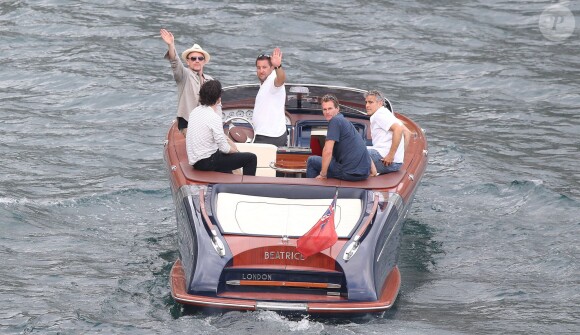 Exclusif - George Clooney et son ami Rande Gerber passent du bon temps en vacances, en balade en mer et détente chez Bono sur la côte d'Azur, à la villa d'Eze, le 19 août 2013.