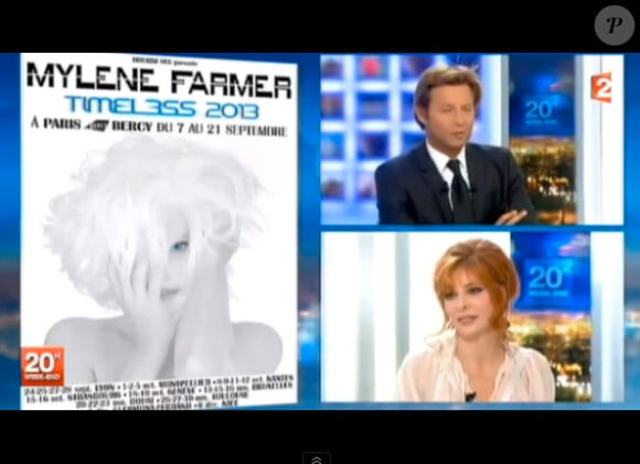 Mylène Farmer face à Laurent Delahousse pour le JT de France 2, le 8 septembre 2013.