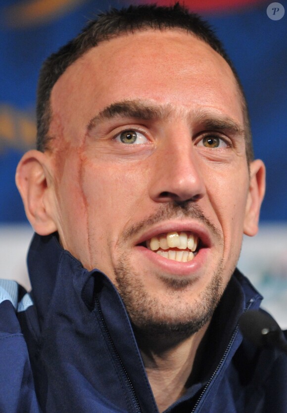 Franck Ribéry lors d'une conférence de presse le 5 février 2013 au Stade de France à Paris