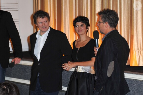 Michel Gondry, Audrey Tautou à la première du film L'écume des jours à Berlin, le 17 septembre 2013.