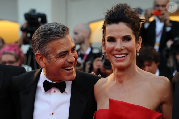 George Clooney et Sandra Bullock lors de la présentation du film Gravity à la Mostra de Venise le 28 août 2013