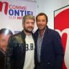 Le chanteur Grégoire et Bernard Montiel, dans les locaux de MFM Radio.