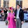 La grande-duchesse Maria Teresa de Luxembourg et son fils le prince Felix - Arrivées des invités au mariage du prince Felix de Luxembourg et de la princesse Claire en la basilique Sainte Marie-Madeleine de Saint-Maximin-La-Sainte-Baume, le 21 septembre 2013.